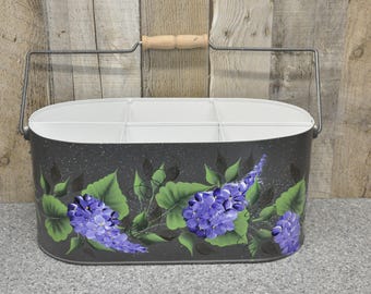 Hand painted, multi-use metal caddy