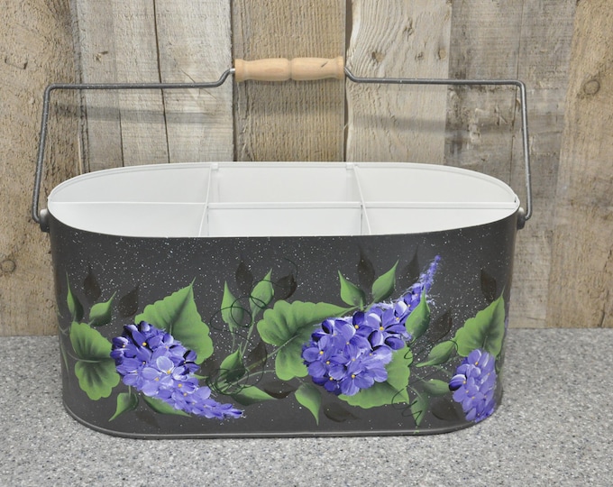 Hand painted, multi-use metal caddy