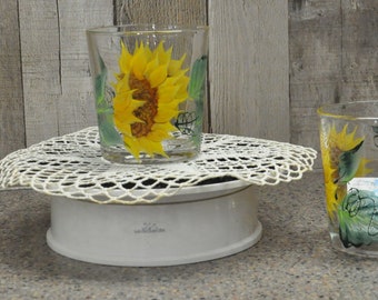 Hand painted,  Sunflower drinking glasses