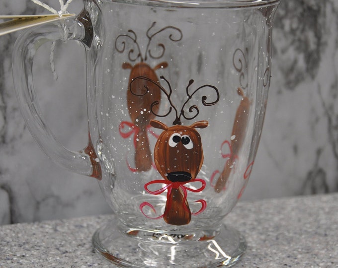 NEW Hand painted Reindeer Mug