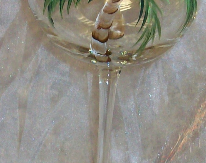 Hand painted Palm tree Wine Glass