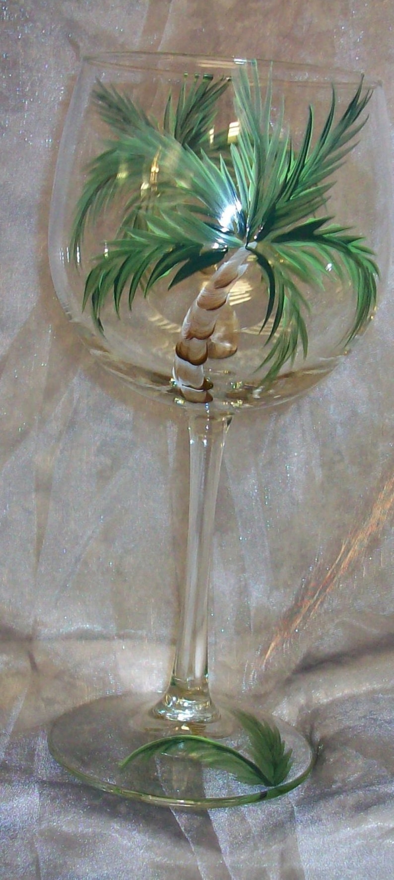 Hand Painted Palm Tree Wine Glass Etsy