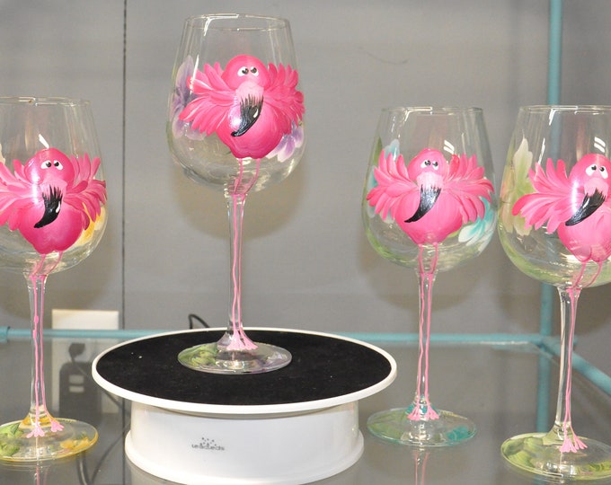 Flamingo wine glass