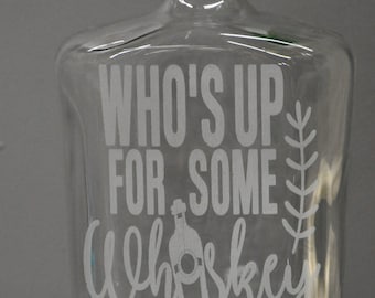 Laser engraved 750ml glass alcohol decanter