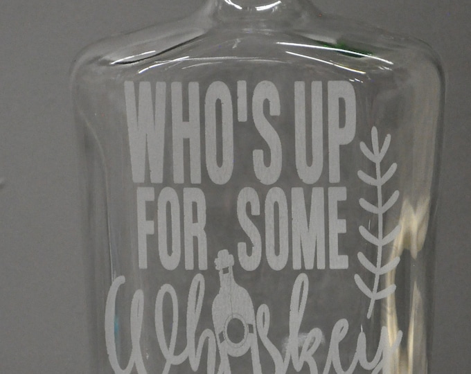 Laser engraved 750ml glass alcohol decanter