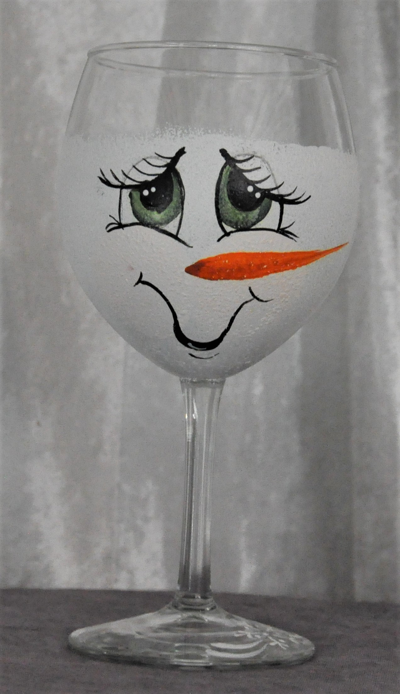 Hand Painted Wine Glass - Catching Snowflakes - Original Designs by Cathy  Kraemer