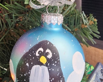 Single,  hand painted Penguin ornament