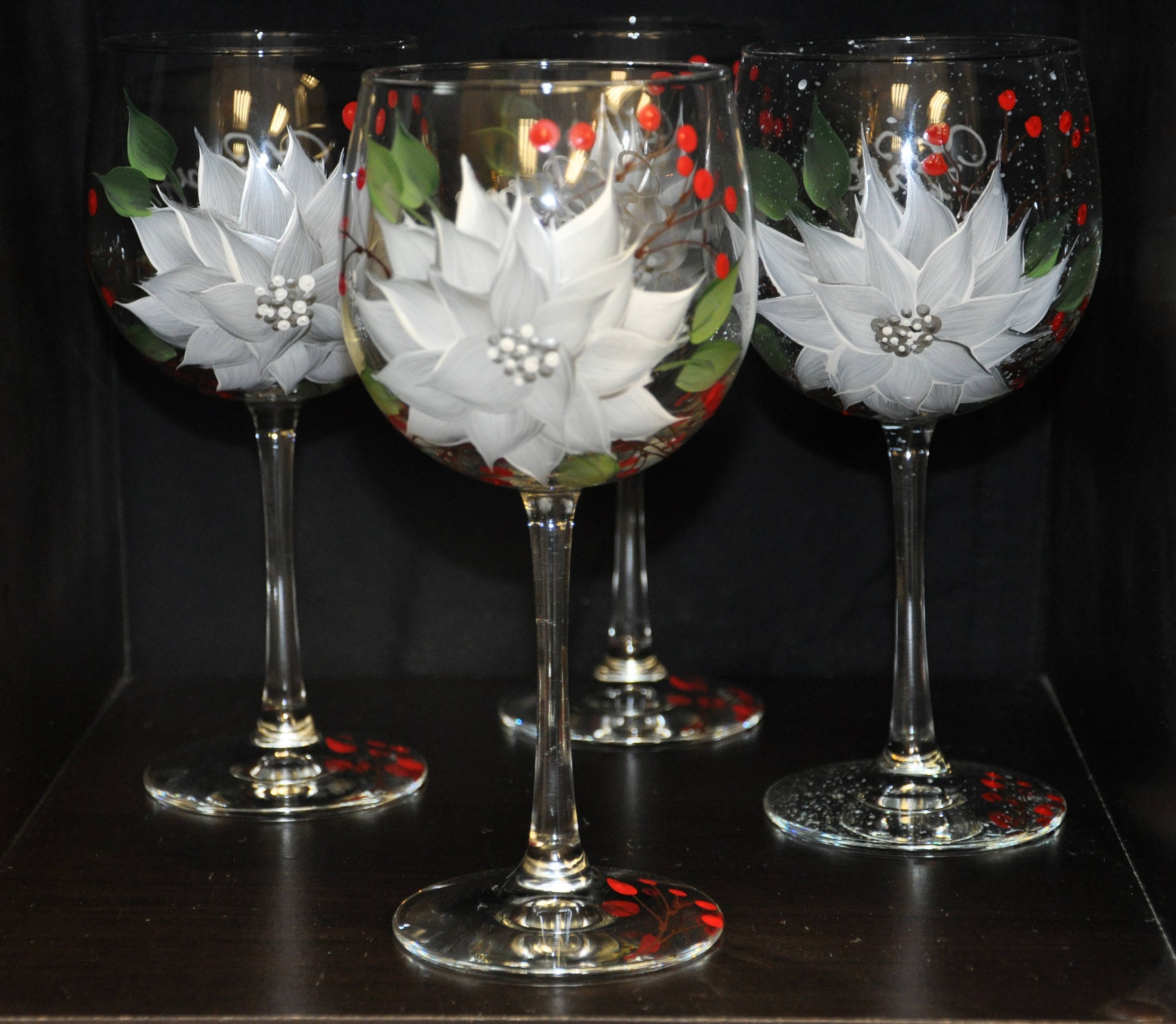 Silver Christmas Wine Glasses, Christmas Glasses