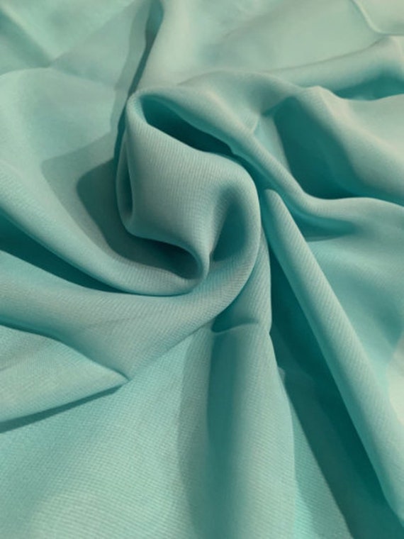 58 60 Aqua Chiffon Fabric Polyester Dress Sheer by the Yard Etsy