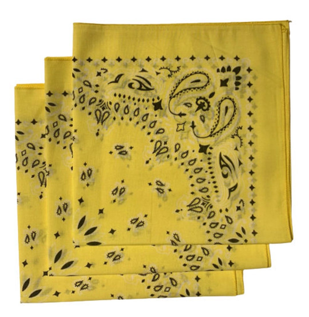 Made in the USA Yellow Paisley Bandanas 3 Pack 100% Cotton - Etsy