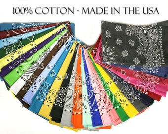 Made in the USA Bandanas - Paisley Random Assortment (12 pack) 100% Cotton 22" x 22"