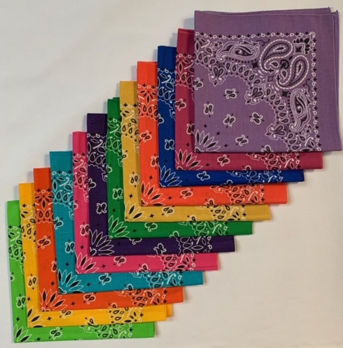 Made In The USA Paisley Bandanas 12 Pk Wide Color Variety Etsy