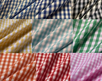 1/4" Gingham Fabric Poly Cotton Blend - By the Yard (Various colors)