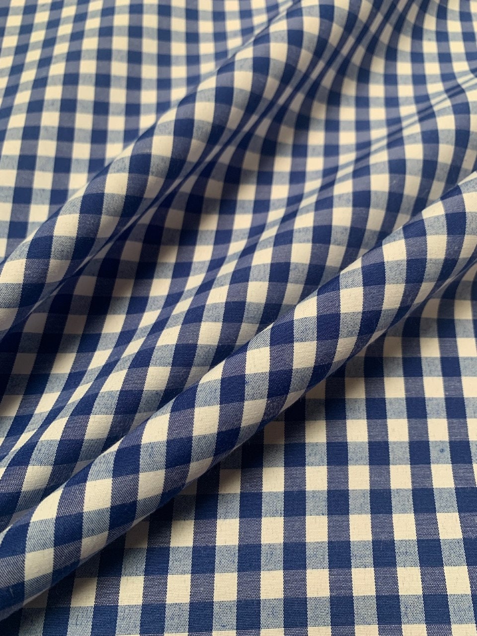 Peacock Blue Gingham Shantung 604 Fabric