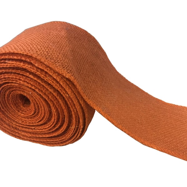 4" Burnt Sienna Burlap Ribbon - 10 Yards (Sewn edges) Made in USA