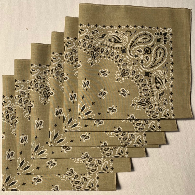 6 Bandane USA In Cotone 100%, Assortimento Casuale Fantasia Paisley, 22 Pollici - Foto 3