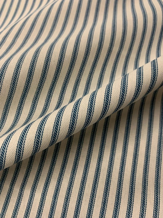 Made in the USA 54 Wide Blue Ticking Fabric By The Yard 100% Cotton