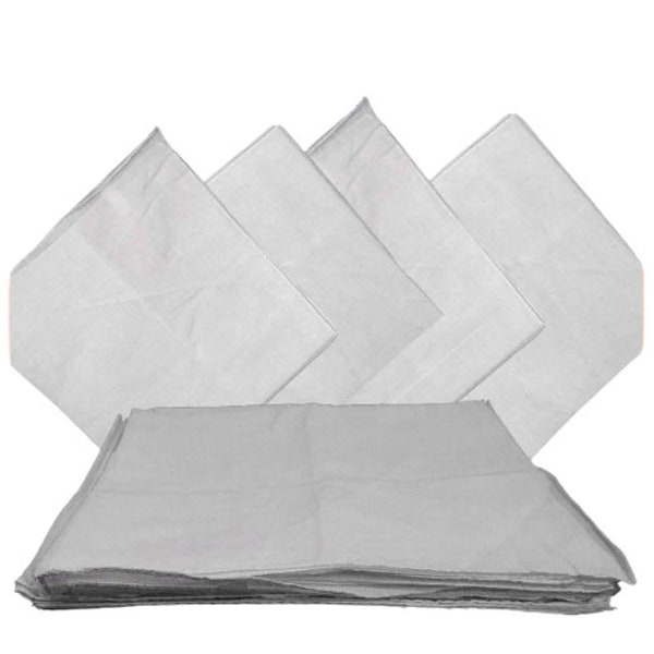 White Solid Bandana -  22" x 22" (12 PACK) 100% Cotton