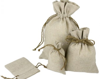 8 x 12 Linen Bags With Jute Drawstring (12 Pack)