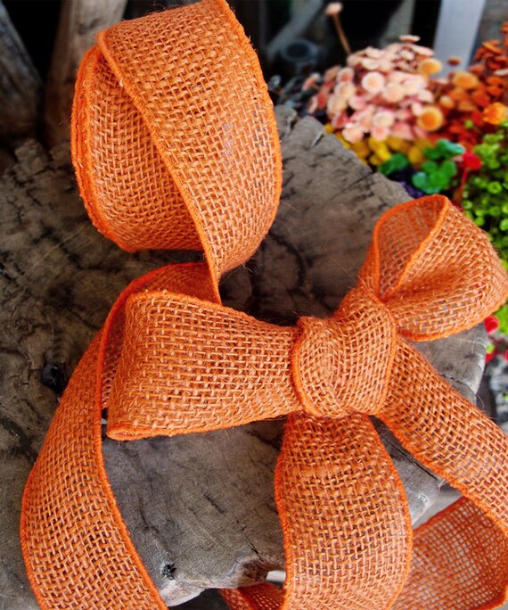 2 Wired Orange Burlap Ribbon 10 Yard 