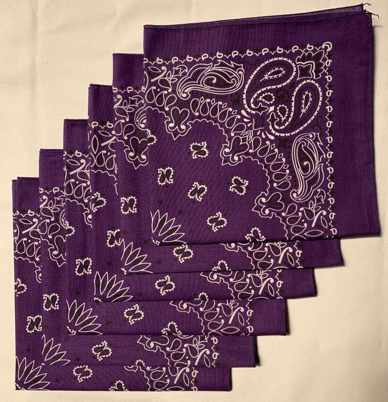Made in the USA Purple Paisley Bandanas 6 Pack 100 Cotton Etsy