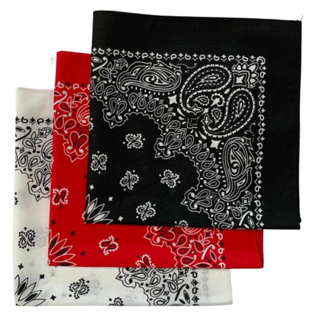 Pack De 2 Bandanas Rouge Et Blanc En Coton 100% - Foulard Multifonction Unisexe