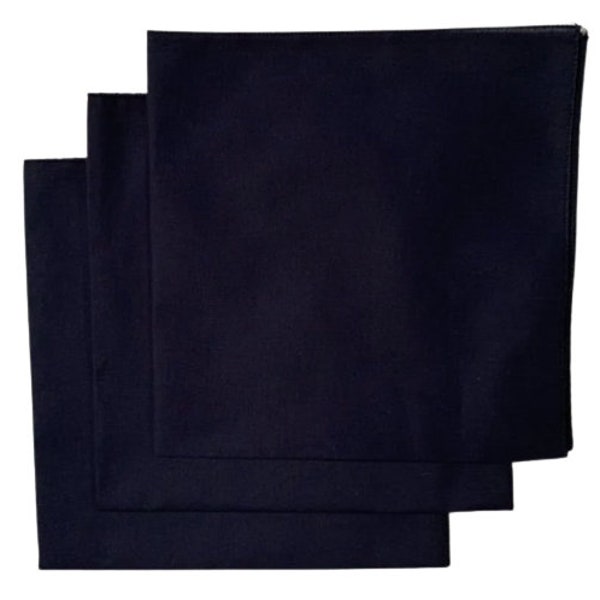 Made in the USA Solid Color Bandanas - Navy (3 pack) 100% Cotton 22" x 22"