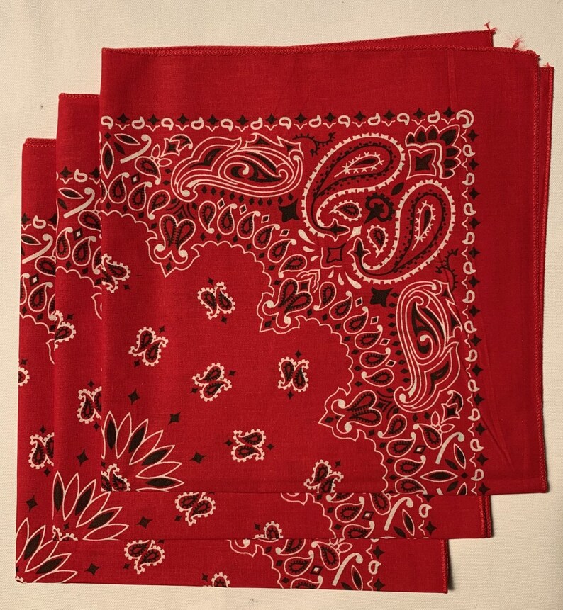 Made in the USA Red Paisley Bandanas 3 Pack 100 Cotton Etsy