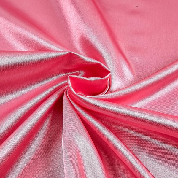 58/60" Candy Pink Bridal Satin Fabric - 70 Yard Roll
