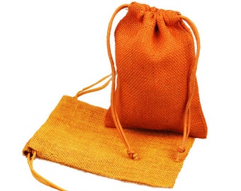 5 x 7 Orange Burlap Wedding Bags (24 Pack)