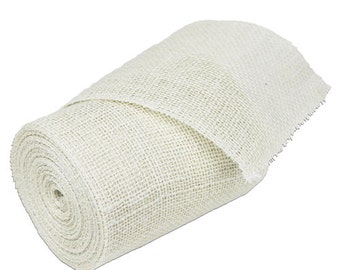 6" Off White Burlap Ribbon - 10 Yards (2 pack) Sewn edges