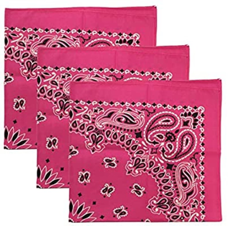 Made in the USA Hot Pink Paisley Bandanas 3 Pack 100 Etsy