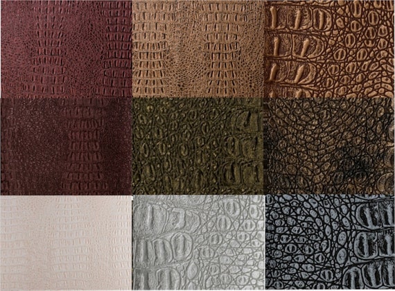 Metallic Gator Faux Leather Fabric by the Yard 54 Wide many Color Choices 
