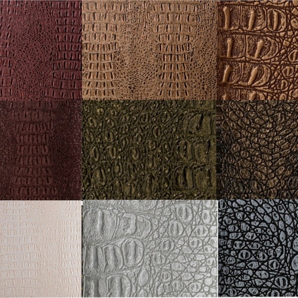 Metallic Gator Faux Leather Fabric By The Yard - 54" Wide (Many color choices)