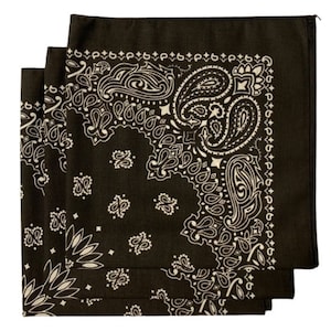 Made in the USA Black Paisley Bandanas - (3 pack) 100% Cotton 22" x 22"