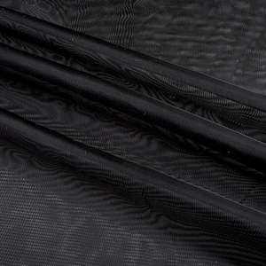 Sheer Voile Faux Linen Fabric Gasa 118 Wide Curtain Drapery Sold BTY 100%  Polyester (Black) 