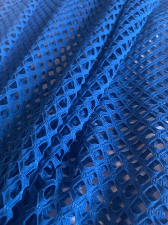 58 Blue Poly Mesh Fabric Per Yard - 75 Percent Poly, 17 Percent Nylon, 8  Percent Spandex