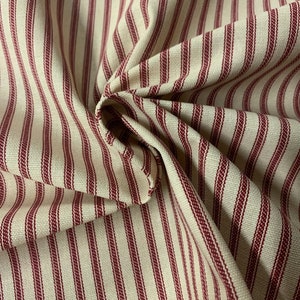 Red/Natural Striped Ticking fabric ~ Rockland/Roc-Lon 100% cotton woven  fabric - 18x22 inches