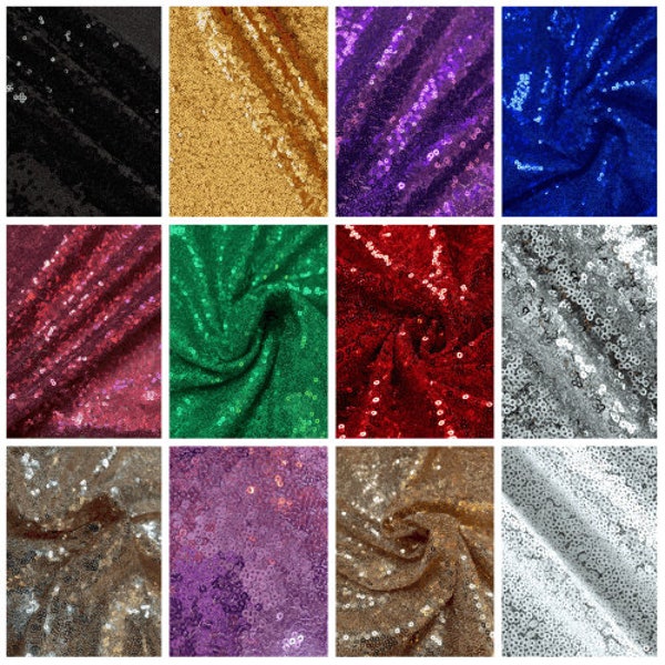 3MM Mini Sequin Fabric By The Yard - 53/54" (Various Colors)