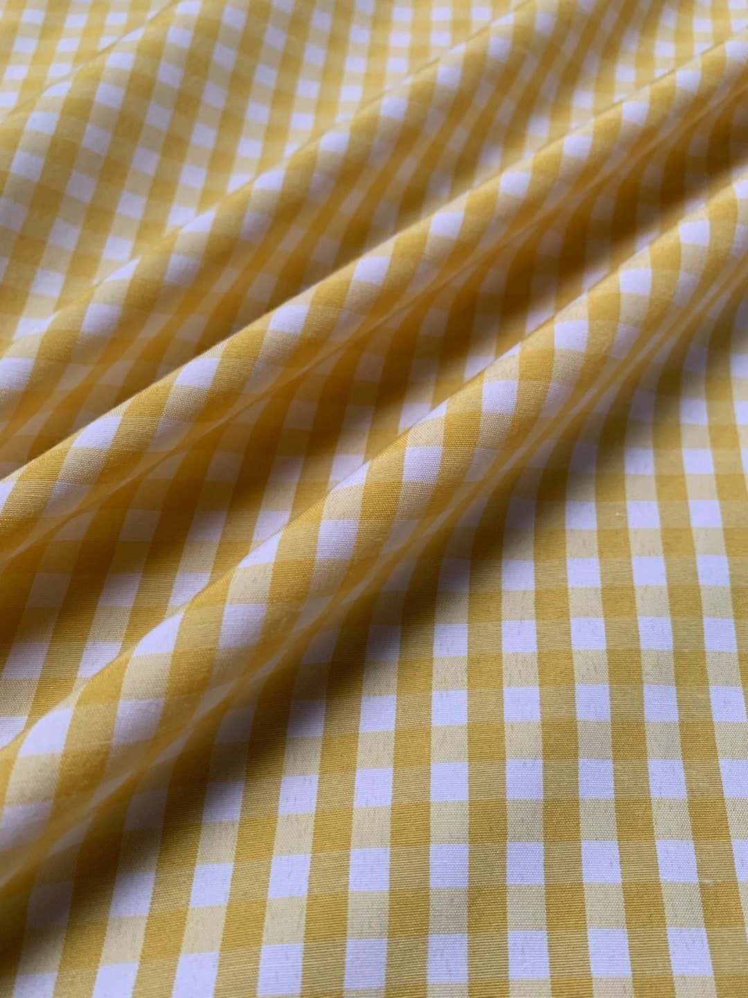 1/4 Yellow Gingham Fabric 60 Poly Cotton Blend Etsy