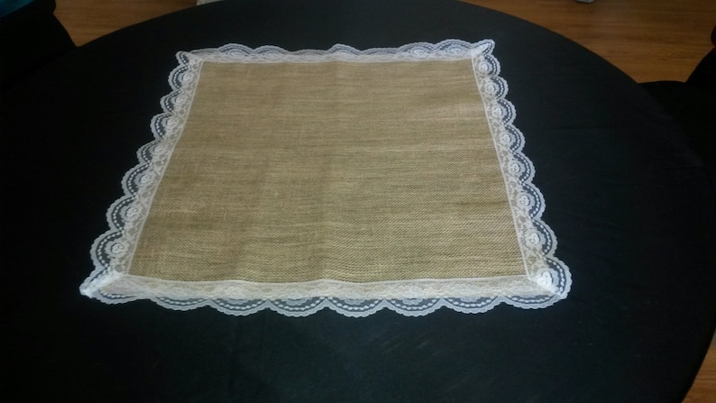 Burlap Square with White Lace 72 x 72