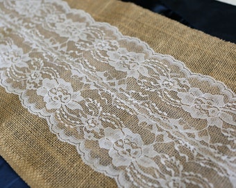 de mesa de arpillera y encaje Blanco 12 de - Etsy España