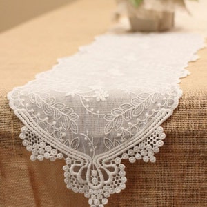 12" x 74" Ivory Lace Runner