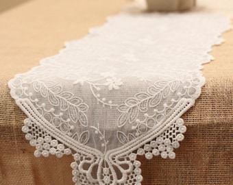 12" x 74" Ivory Lace Runner