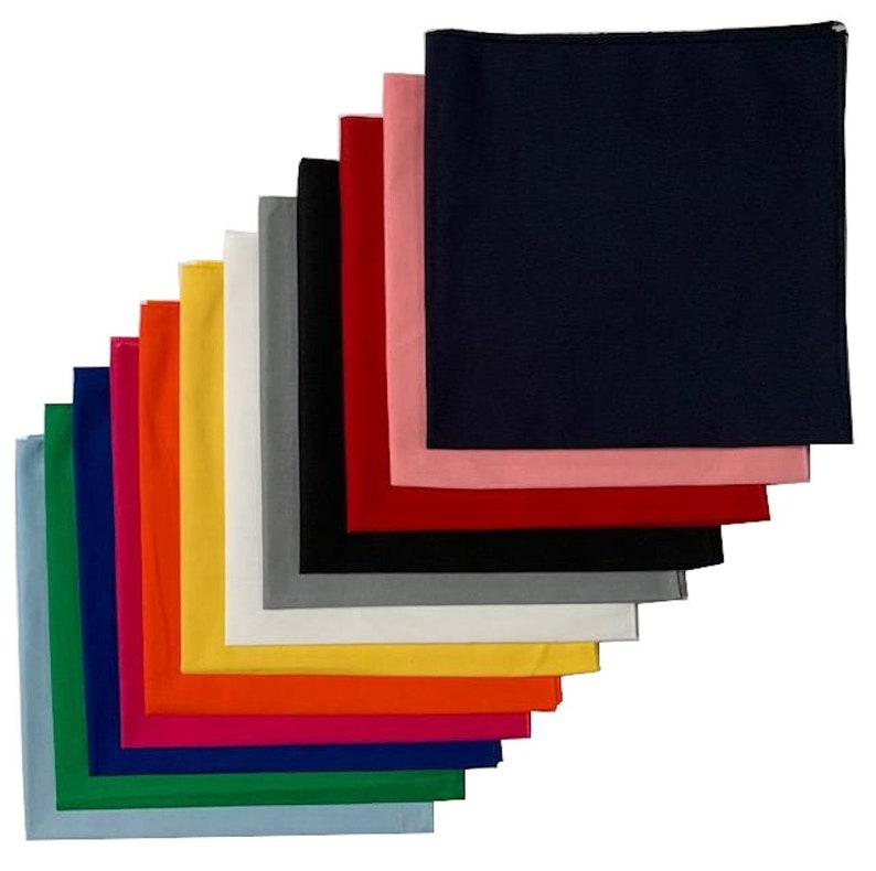 Made in the USA Solid Color Bandanas Random Assortment 12 pack 100% Cotton 22 x 22 image 1