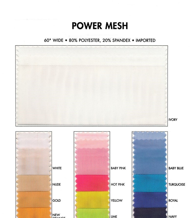 60 Power Mesh Fabric by the Yard 80 Poly 20 Spandex Etsy