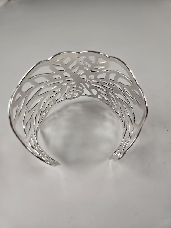 Extra Wide Silver Statement Cuff, Vintage Chunky … - image 8