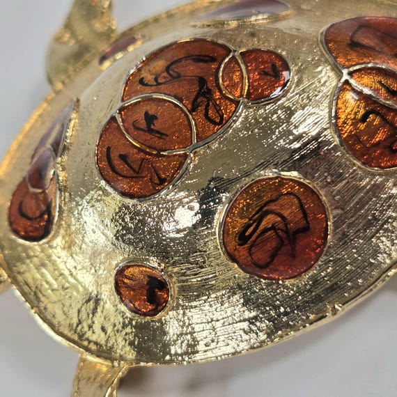 Extra Large Turtle Brooch Champleve Enamel Gold D… - image 5