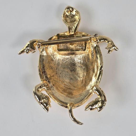 Extra Large Turtle Brooch Champleve Enamel Gold D… - image 3