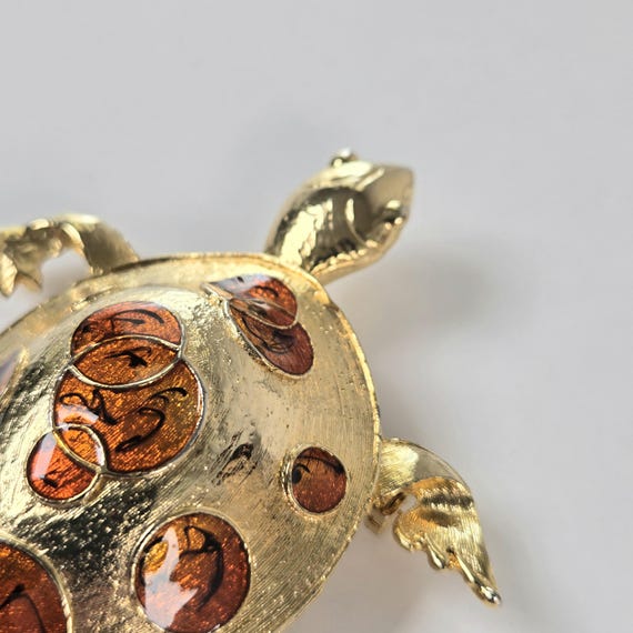 Extra Large Turtle Brooch Champleve Enamel Gold D… - image 9
